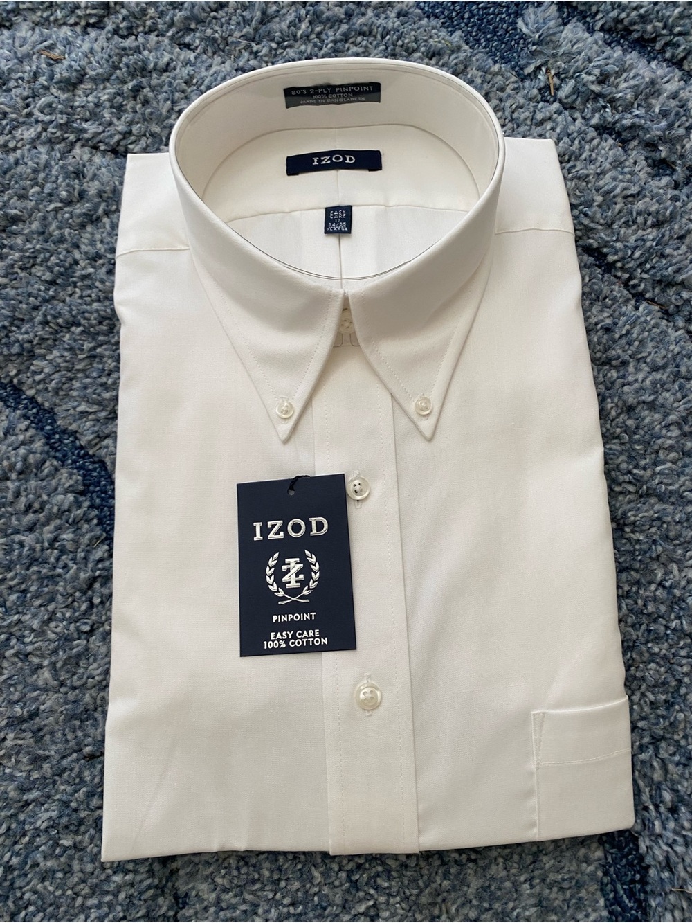Izod Men’s White Pinpoint Button-Down Dress Shirt